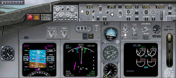 the dashboard of a 747